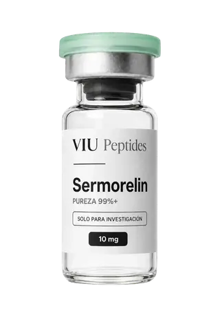 Vial ViuPeptides Sermorelin 10 mg para investigación, México